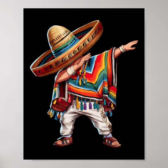 Mexikansk pojke Dabbing Poncho Funny Cinco De Mayo Poster (Framsidan)
