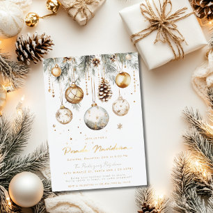 Mexikansk Posada Navideña Elegant Guld White Inbjudningar