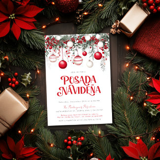 Mexikansk Posada Navideña Festiv Röd Dekoration Inbjudningar