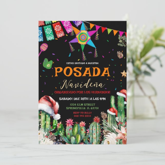 Mexikansk Posada Navidena Fiesta Cactus jul Inbjudningar (Stående Fram)