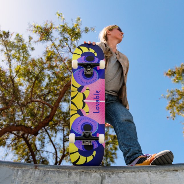 Mexikansk rosa folkkonst på mini skateboard bräda 18,5 cm (Utomhus 1)