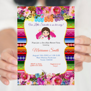 Mexikansk Rosa senorita Fiesta Girl Baby Shower Inbjudningar