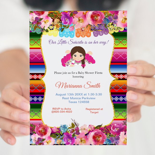 Mexikansk Rosa senorita Fiesta Girl Baby Shower Inbjudningar (Skapare uppladdad)