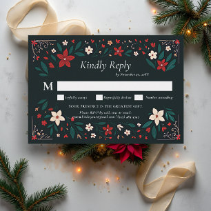 Mexikansk Rustik Elegant Jul Röd Bröllops RSVP OSA Kort