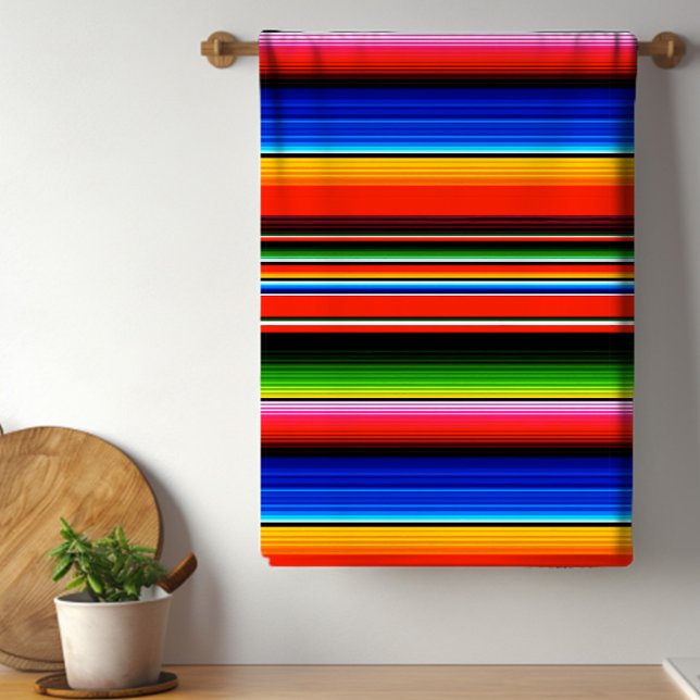Mexikansk Serape Fiesta Sydvästlig Design Kökshandduk (Colorful Mexican serape design kitchen towel will brighten any kitchen.)