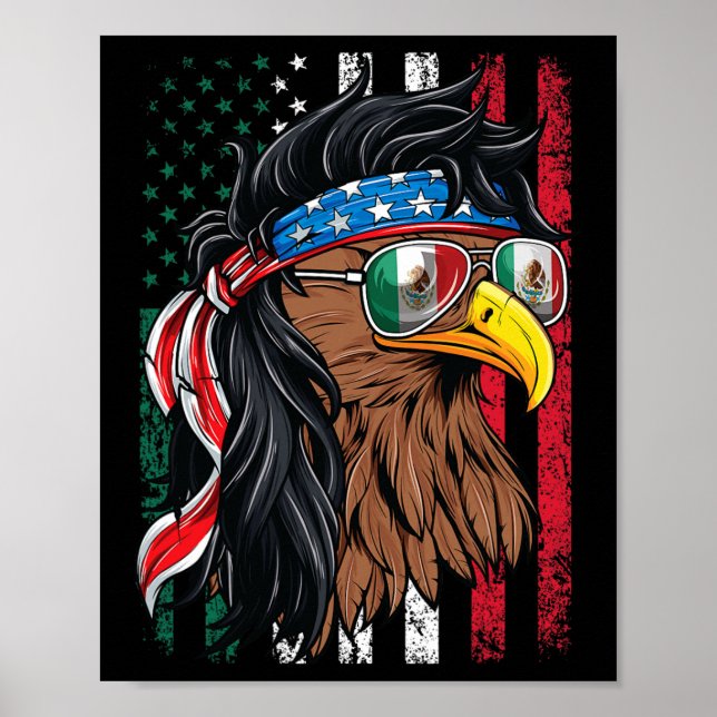 Mexikansk shierarki Mexiko USA flagga 1 juli 4: e  Poster (Framsidan)