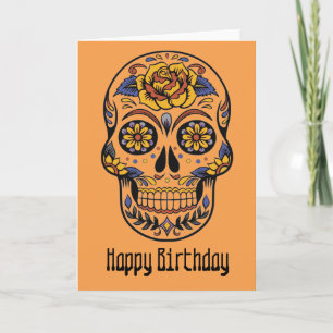 Mexikansk skalle day of the dead födelsedag kort