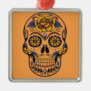 Mexikansk skalle day of the dead julgransprydnad metall