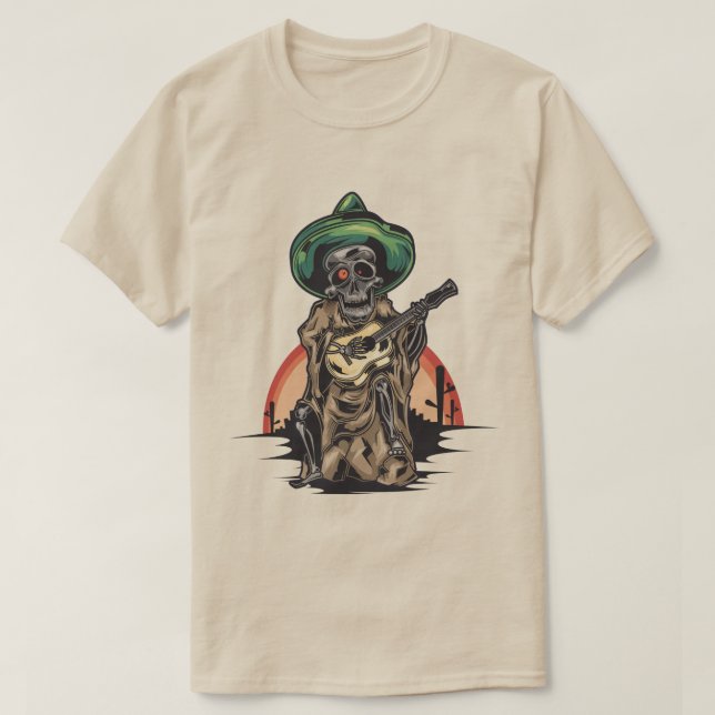Mexikansk skel med Guitar T Shirt (Design framsida)