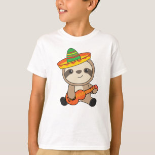 Mexikansk Sloth Sombrero Ukulele Cinco de mayo T Shirt