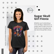 Mexikansk Socker Dödskalle Flicka Fiesta T-Shirt