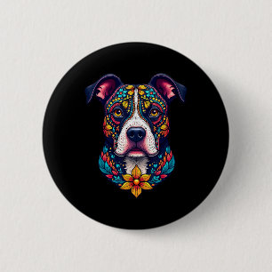 Mexikansk socker skalle Pitbull Hund Dia De Muerto Knapp