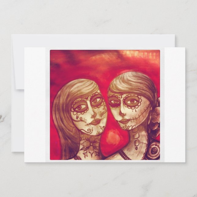 mexikansk sockerskalle day of the dead fiestas par inbjudningar (Framsida)