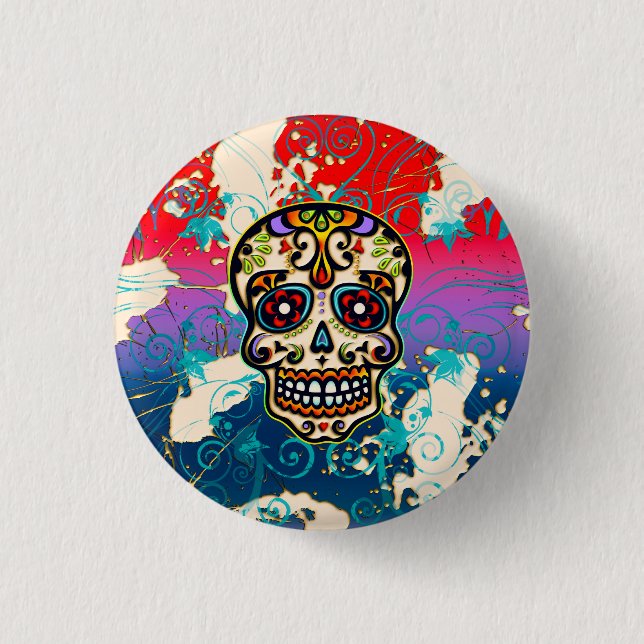 Mexikansk sockerskull, Day of the dead, ornament Knapp (Framsida)