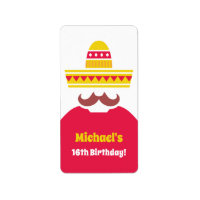 Mexikansk Sombrero Mustasch Födelsedagsfest Etiket