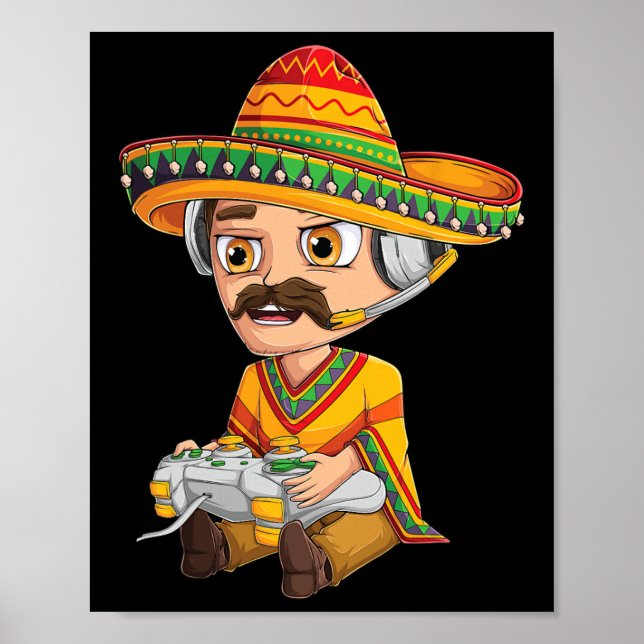 Mexikansk spelare Cinco De Mayo Serape Poncho Vide Poster (Framsidan)