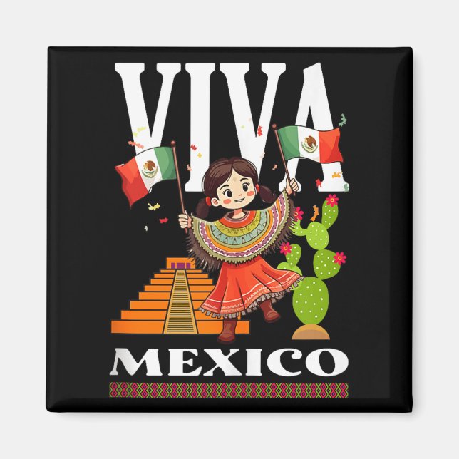 Mexikansk stolthetsflagga mexiko rötter arv mexiko magnet (Framsidan)