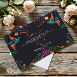 Mexikansk svart färgstark Blommigt Nuestra Boda Br Tack Kort