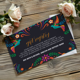 Mexikansk svart färgstark Blommigt Nuestra Boda Br Tilläggskort