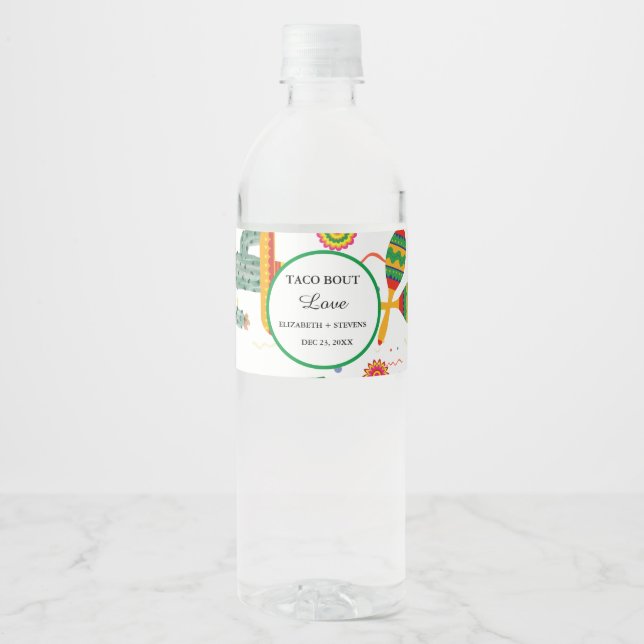 Mexikansk Taco Bout Kärlek-Möhippan Fiesta-finalen Vattenflaskor Etikett (Framsida)
