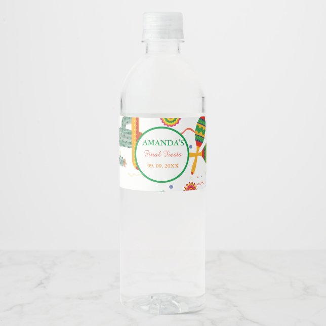 Mexikansk Taco Bout Kärlek-Möhippan Fiesta-finalen Vattenflaskor Etikett (Framsida)