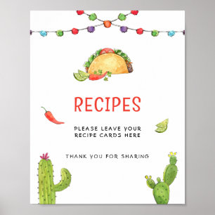 Mexikansk Taco Recept Kort bordskylt Poster