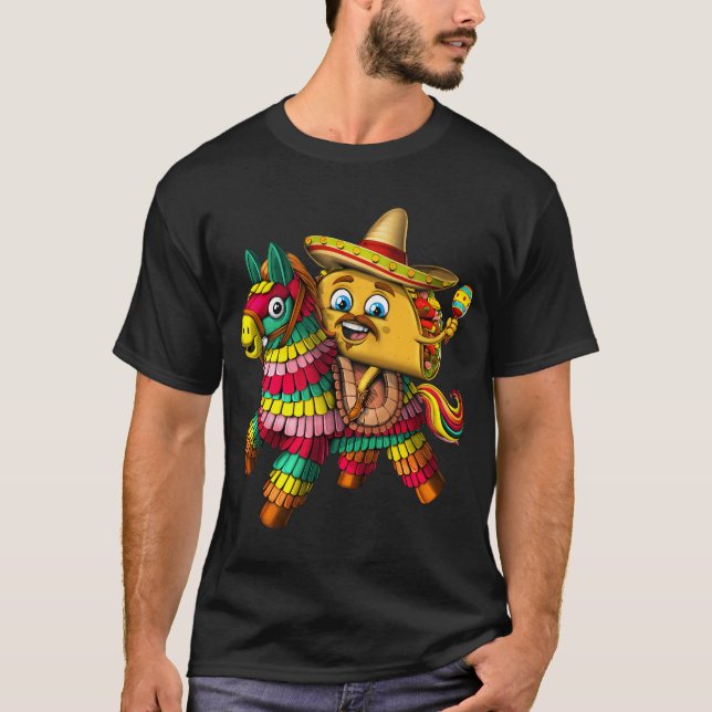 Mexikansk Taco Ridning Pinata T Shirt (Framsida)