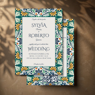 Mexikansk Talavera Azulejo elegant bröllop med RSV Inbjudningar