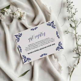 Mexikansk Talavera Blå Blommig Minimalistisk Bröll Tilläggskort