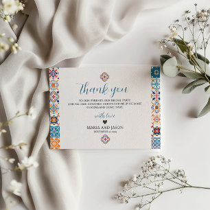Mexikansk talavera Colorful Blommigt Fiesta Bröllo Tack Kort