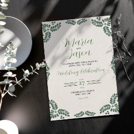 Mexikansk Talavera Grön Blommig Minimalistisk Bröl Inbjudningar