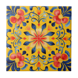 Mexikansk Talavera Hacienda Stil Tile-Gult Kakelplatta