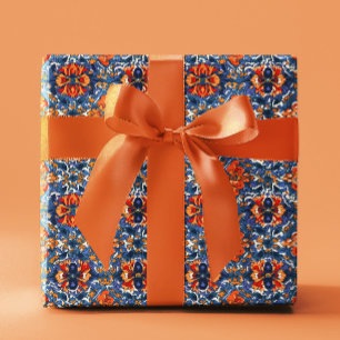 Mexikansk Talavera-kakel Keramik Orange Blå Presentpapper