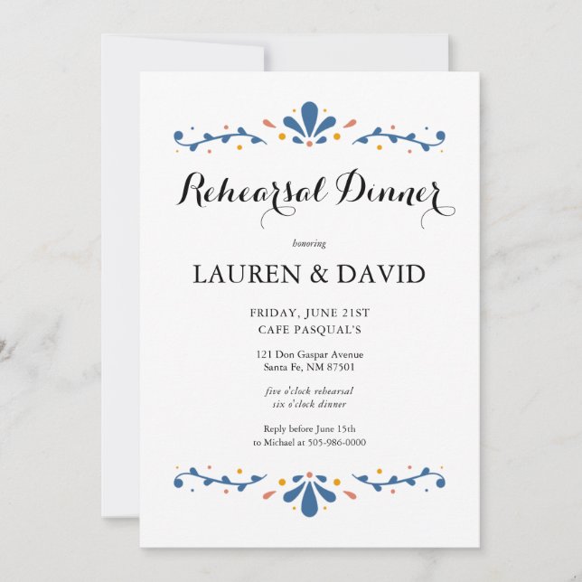 Mexikansk talavera Rehearsal Dinner-inbjudan Inbjudningar (Framsida)