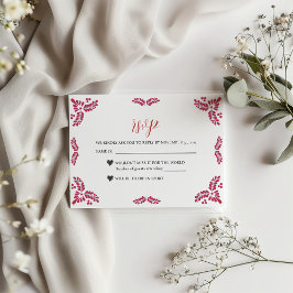 Mexikansk Talavera Röd Blommig Minimalistisk Bröll OSA Kort
