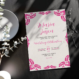 Mexikansk Talavera Rosa Blommig Minimalistisk Bröl Inbjudningar