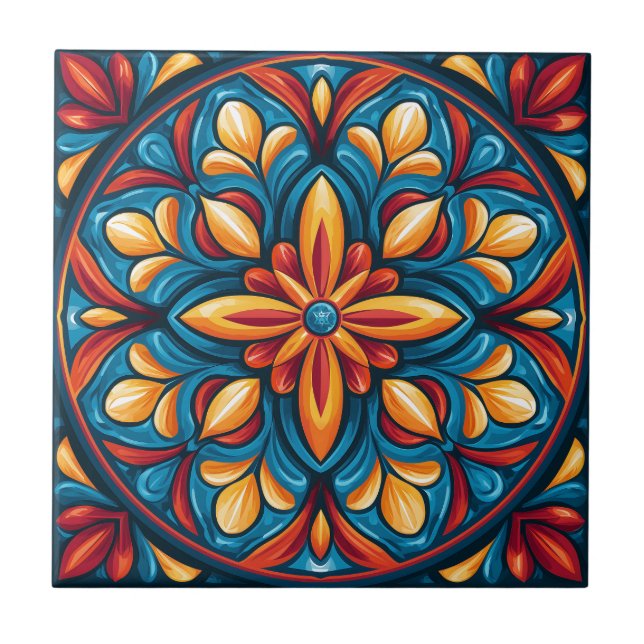 Mexikansk Talavera-stil keramisk kakel (Framsidan)