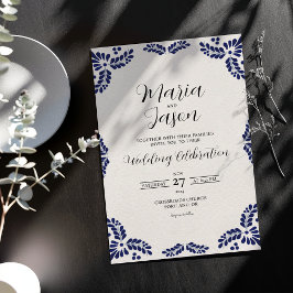 Mexikansk Talavera Svart Blommig Minimalistisk Brö Inbjudningar