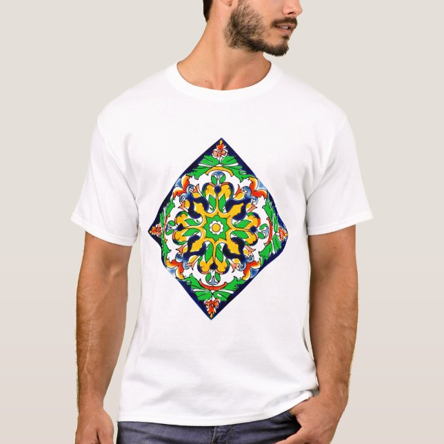 Mexikansk Talavera Terrakotta Kakeldesign Nr. 4 T Shirt (Framsida)