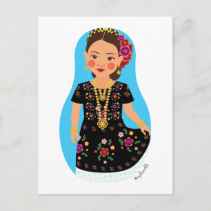 Mexikansk Tehuana Matryoshka vykort