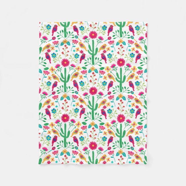 Mexikansk traditionell blomsterrik folkkonst i sta fleecefilt (Framsidan)