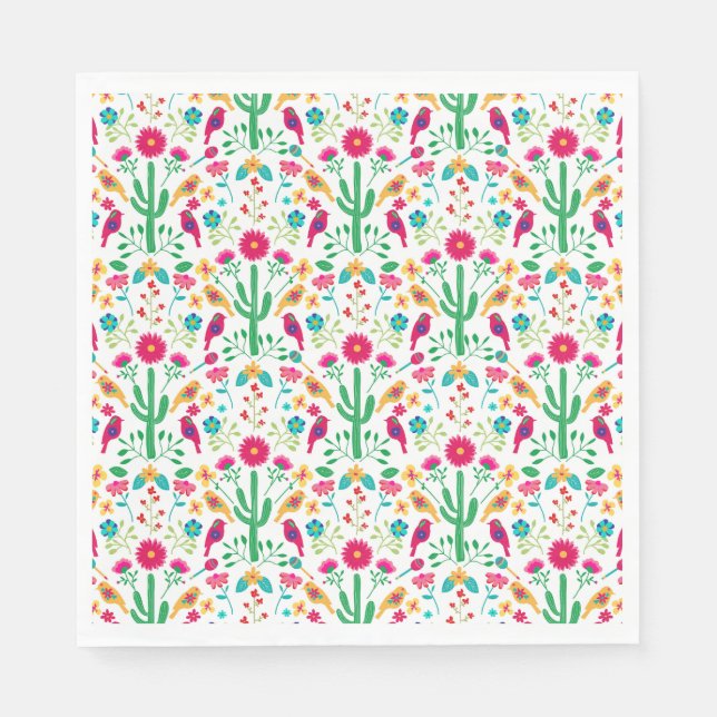 Mexikansk traditionell blomsterrik folkkonst i sta pappersservett (Framsidan)