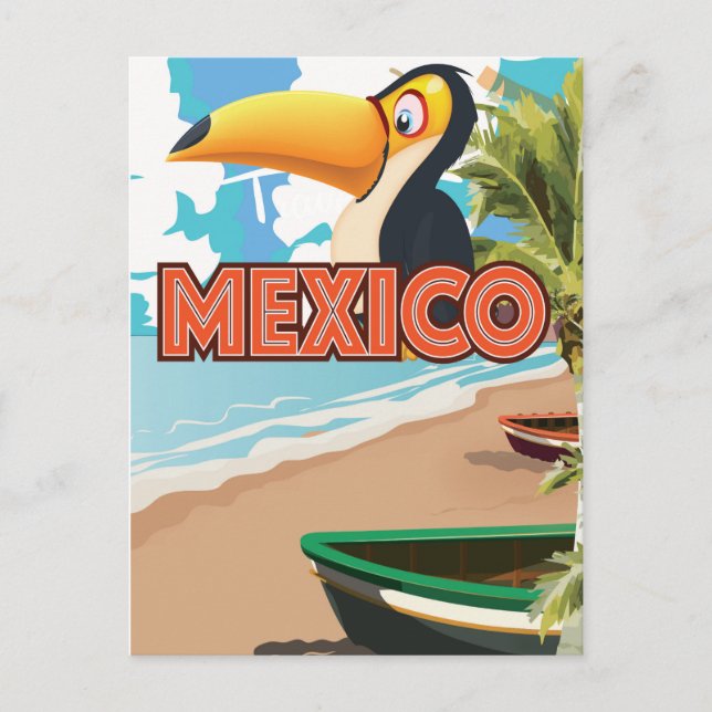 Mexikansk tukan strand reseinformation affisch. vykort (Framsida)