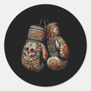 Mexikansk Vintage Stil Boxing Handskar Aztec Mayan Runt Klistermärke