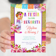 Mexikanska 1:a födelsedagsinbjudningar