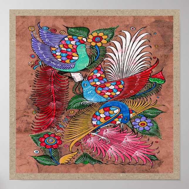 Mexikanska Amate Bark Painting 4 - Sweet Story Poster (Framsidan)