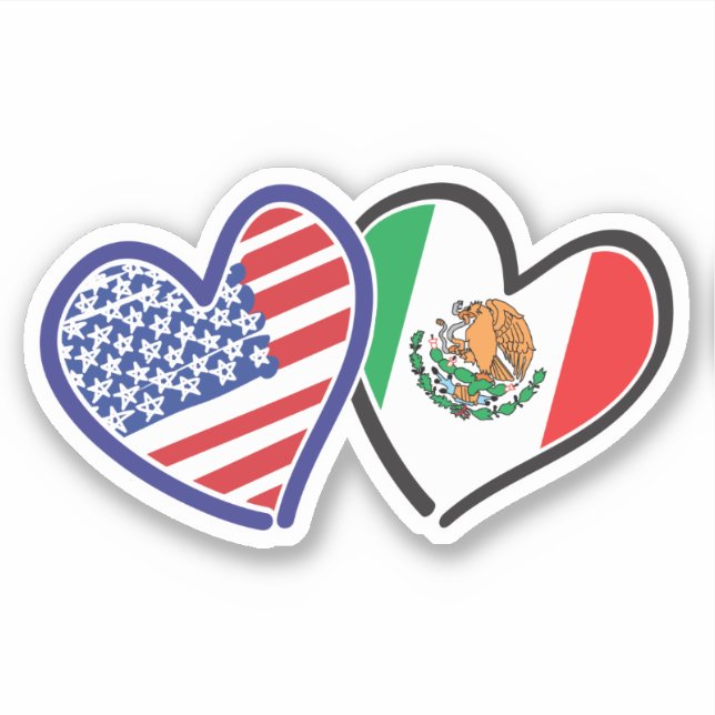 Mexikanska American Heart Flaggor Klistermärken (Framsida)