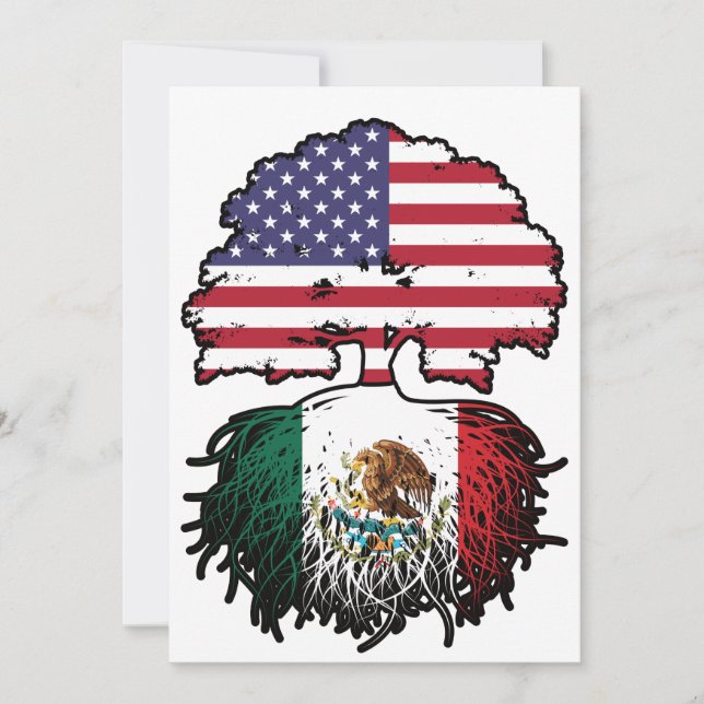 Mexikanska amerikanska amerikanska Träd Roots Flag Inbjudningar (Framsida)
