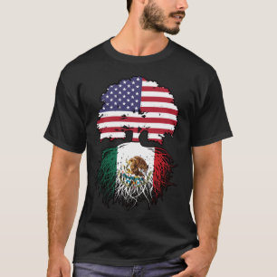 Mexikanska amerikanska amerikanska Träd Roots Flag T Shirt