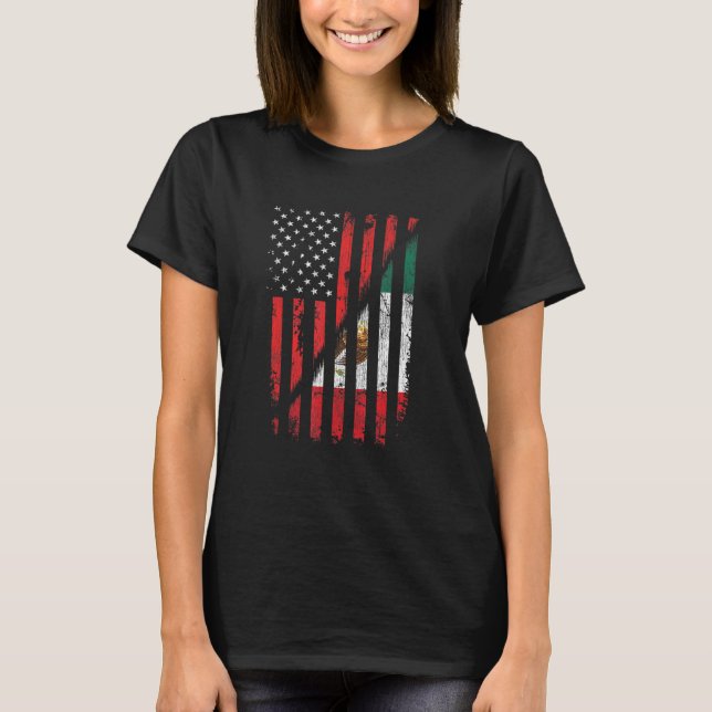 Mexikanska amerikanska Flagga Retro Stil Usa Mexik T Shirt (Framsida)